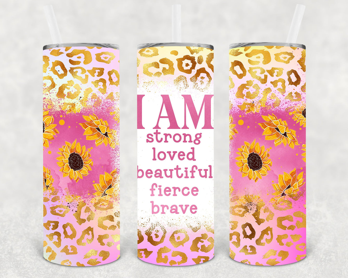 I Am Strong Loved Beautiful Fierce Brave 20 Oz Skinny Tumbler