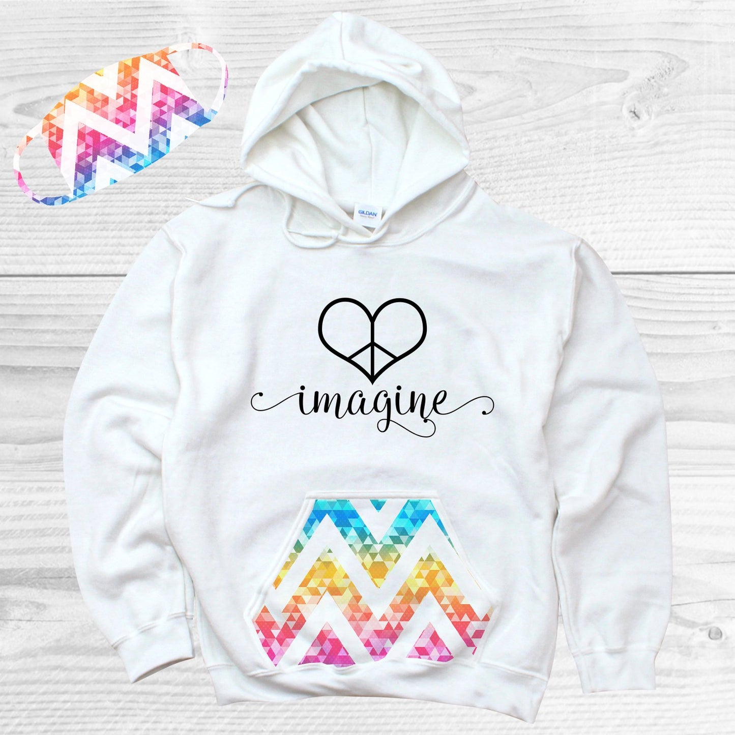 Imagine Pattern Pocket Hoodie Graphic Tee