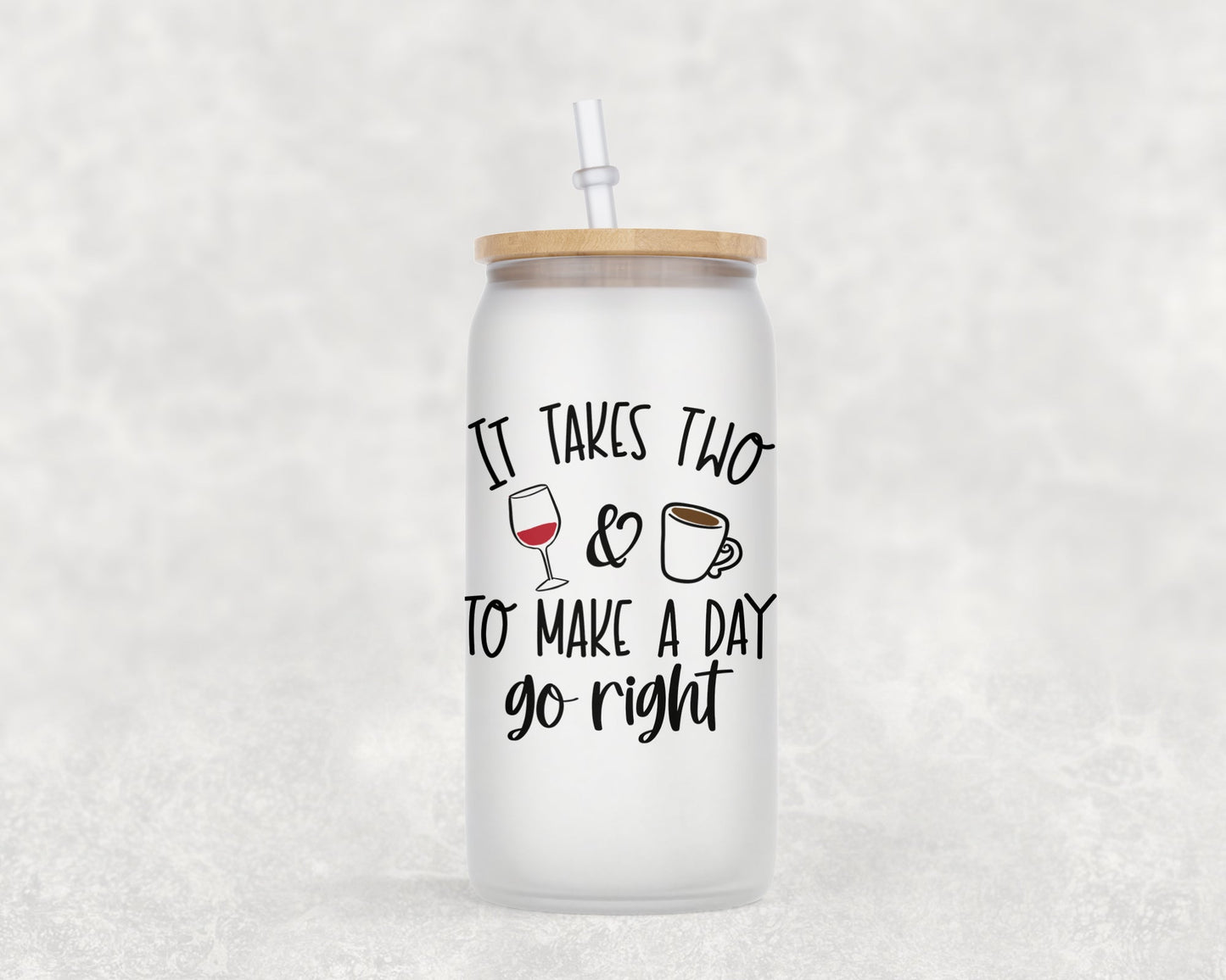 It Takes Two 16 Oz Glass Can Coffee Mug