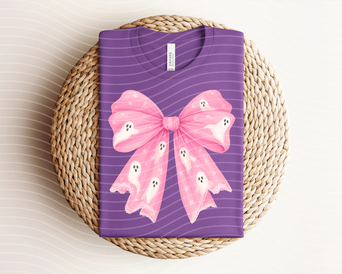 Pink Ghost Bow Graphic Tee