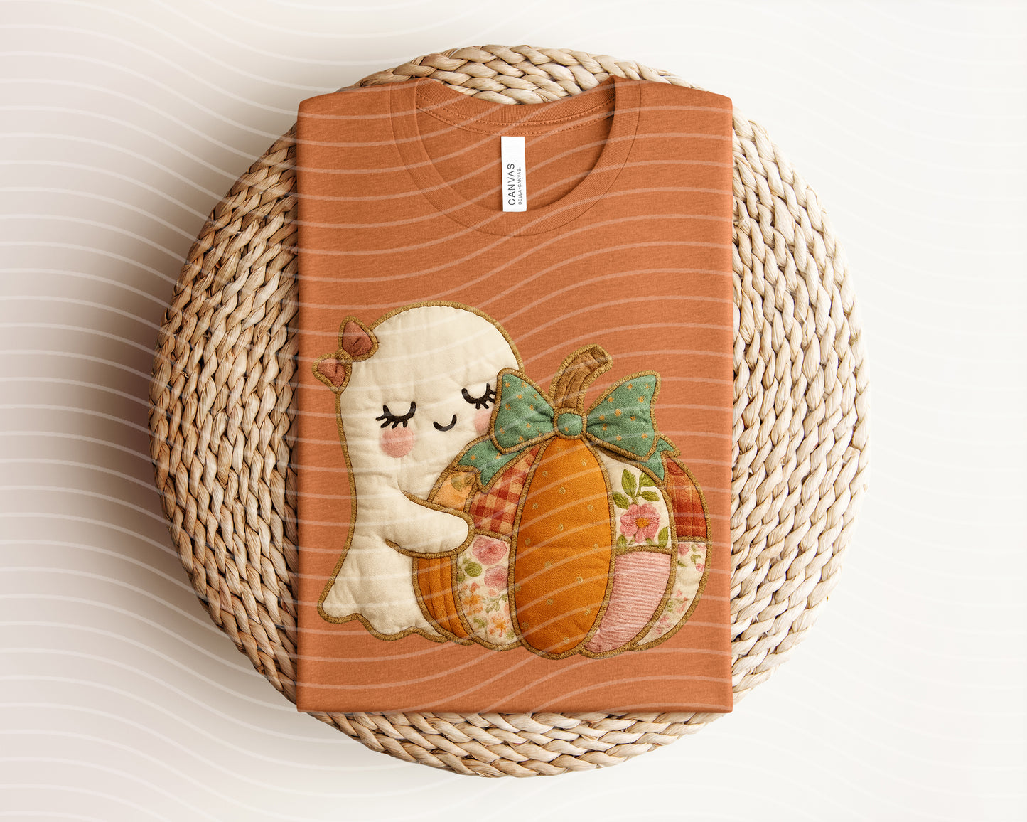 Quilted Ghost Pumpkin Graphic Tee