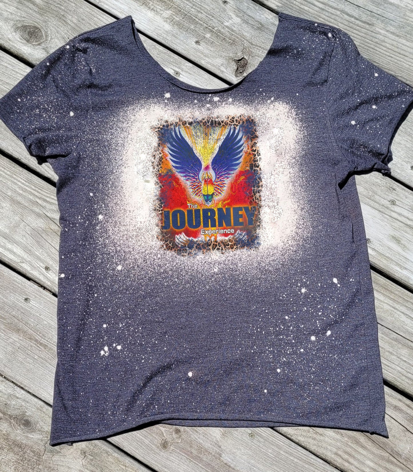 Journey Bleached Off-Shoulder Graphic Tee Graphic Tee