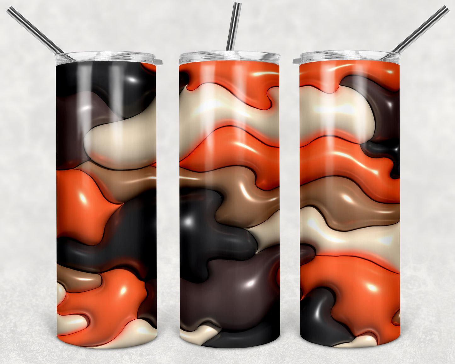 Orange Camo Puffy 20 oz Skinny Tumbler