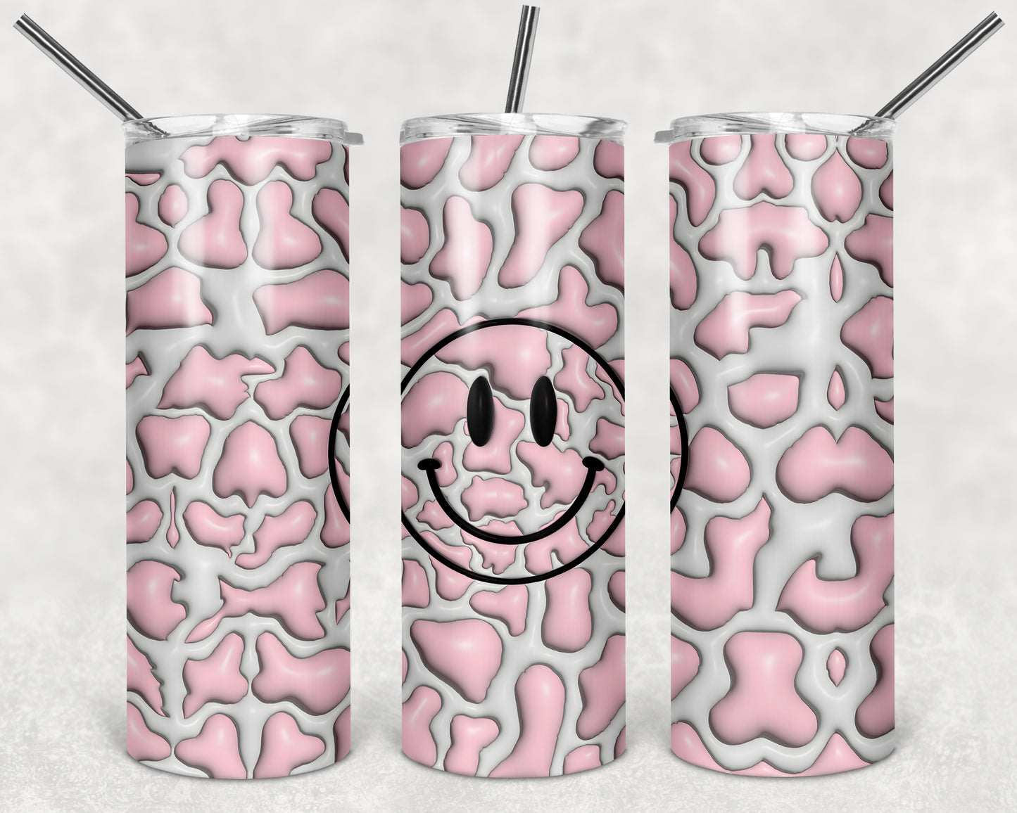 Leopard Happy Puffy 20 oz Skinny Tumbler