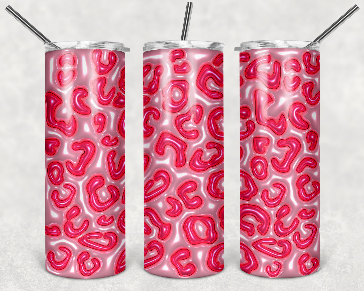 Pink Leopard Puffy 20 oz Skinny Tumbler