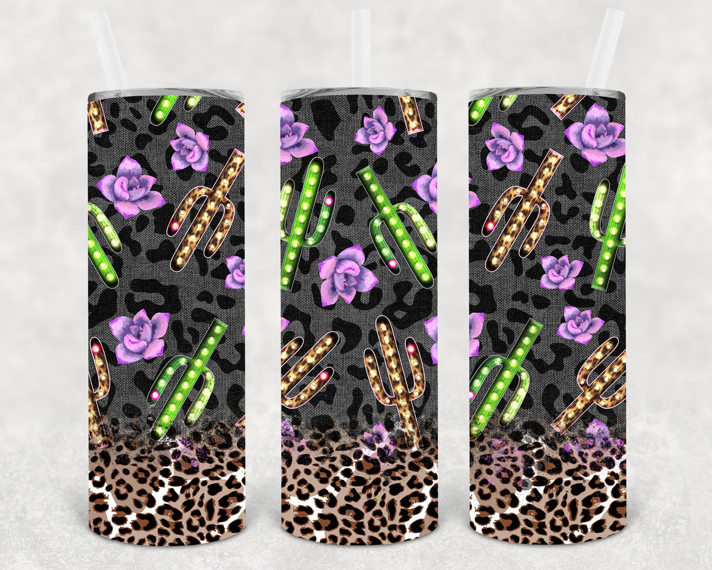 Leopard Cactus 20 Oz Skinny Tumbler