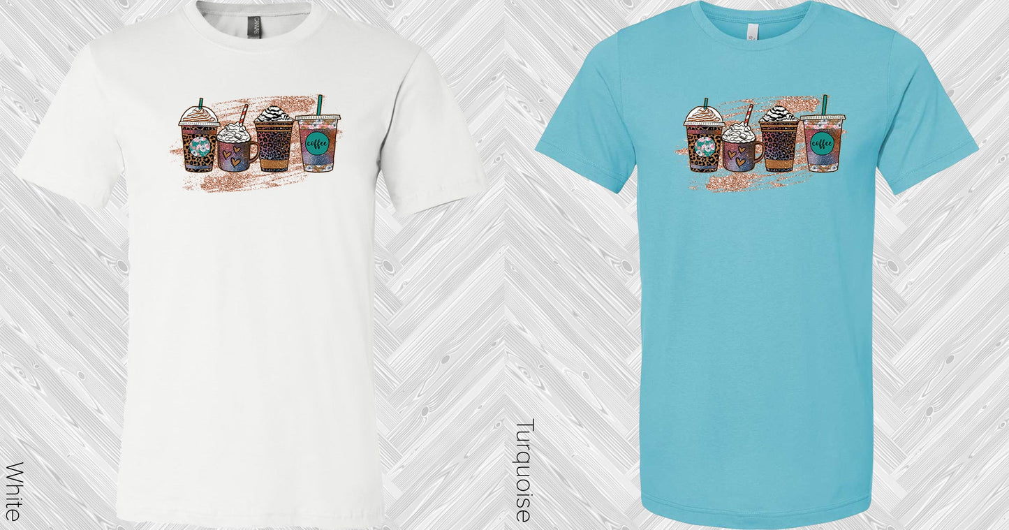 Leopard Coffee Cups Graphic Tee Graphic Tee