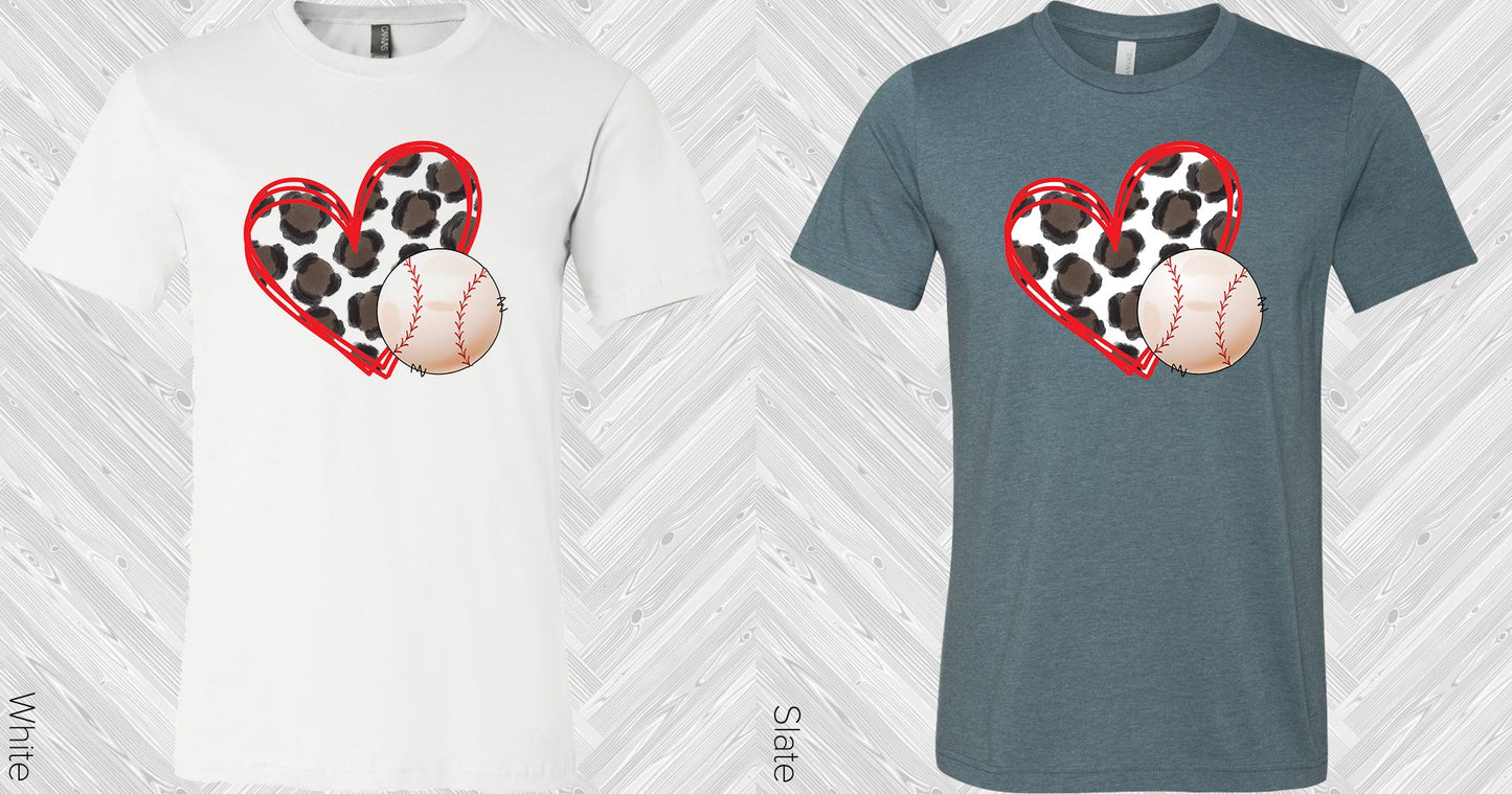 Leopard Heart Baseball Graphic Tee Graphic Tee