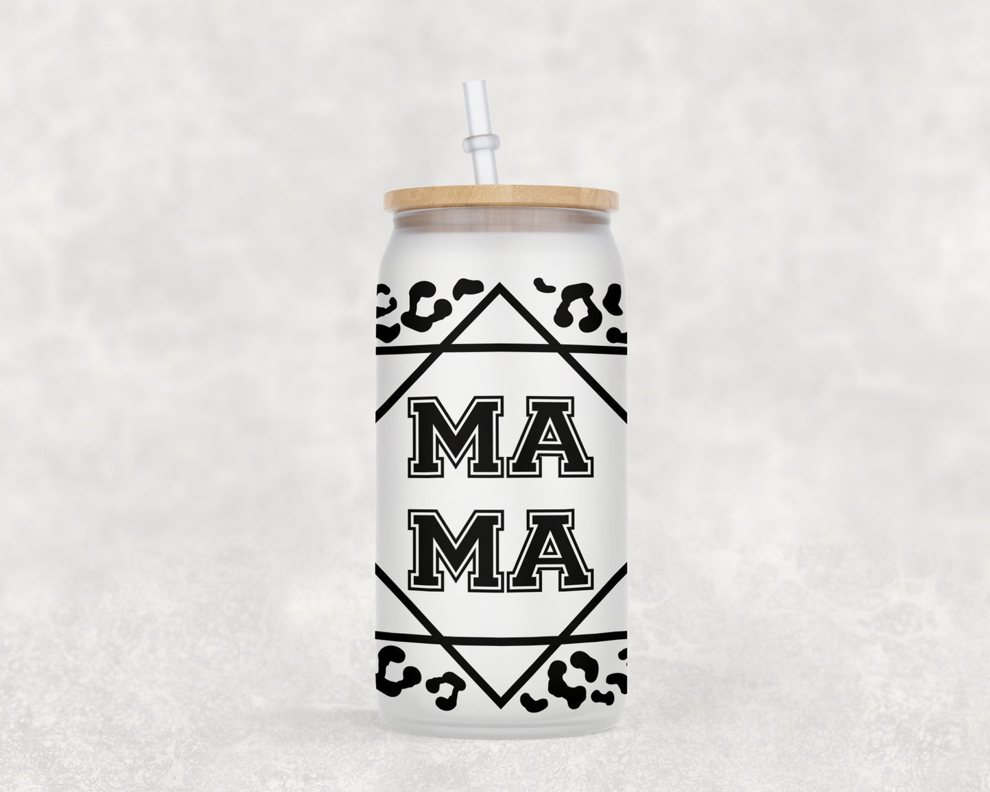 Leopard Mama 16 Oz Glass Can Coffee Mug