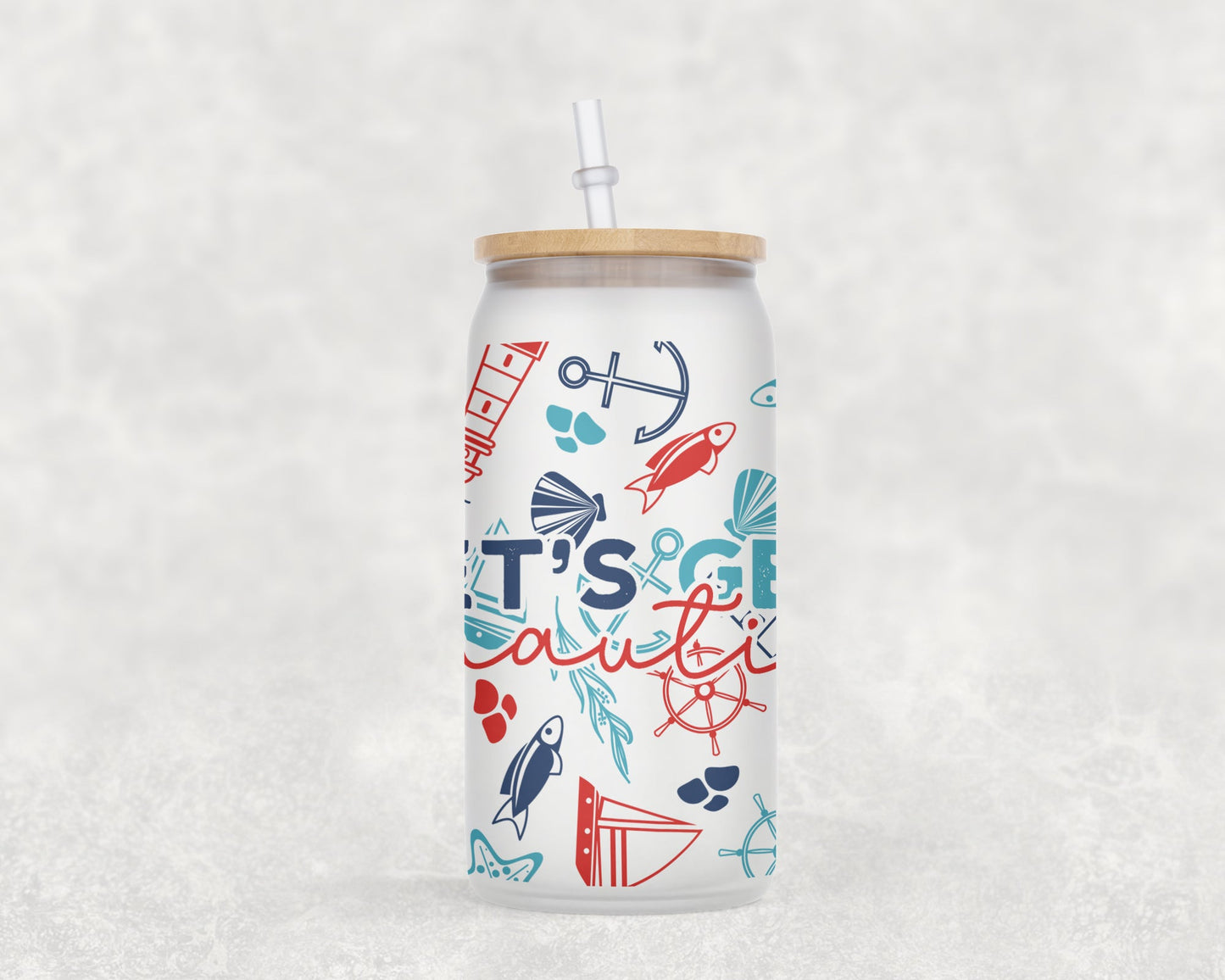 Lets Get Nauti 16 Oz Glass Can Coffee Mug