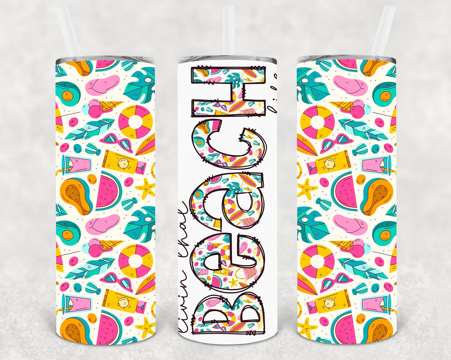 Livin That Beach Life 20 Oz Skinny Tumbler