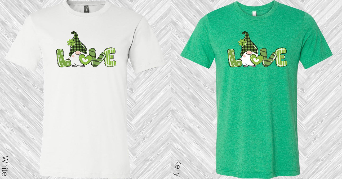 Love St. Patricks Day Gnome Graphic Tee Graphic Tee