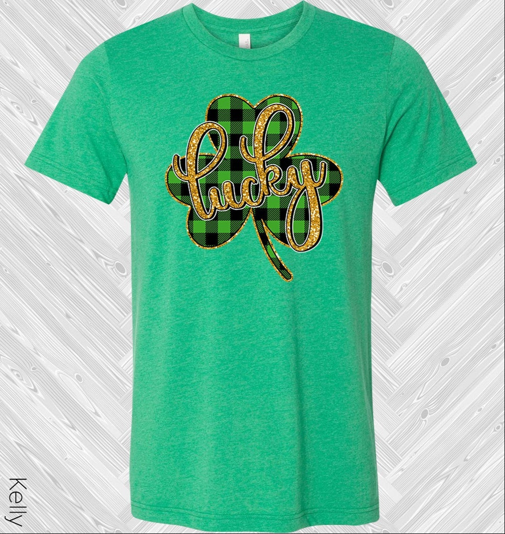 Lucky Buffalo Plaid Shamrock St. Patricks Day Graphic Tee Graphic Tee