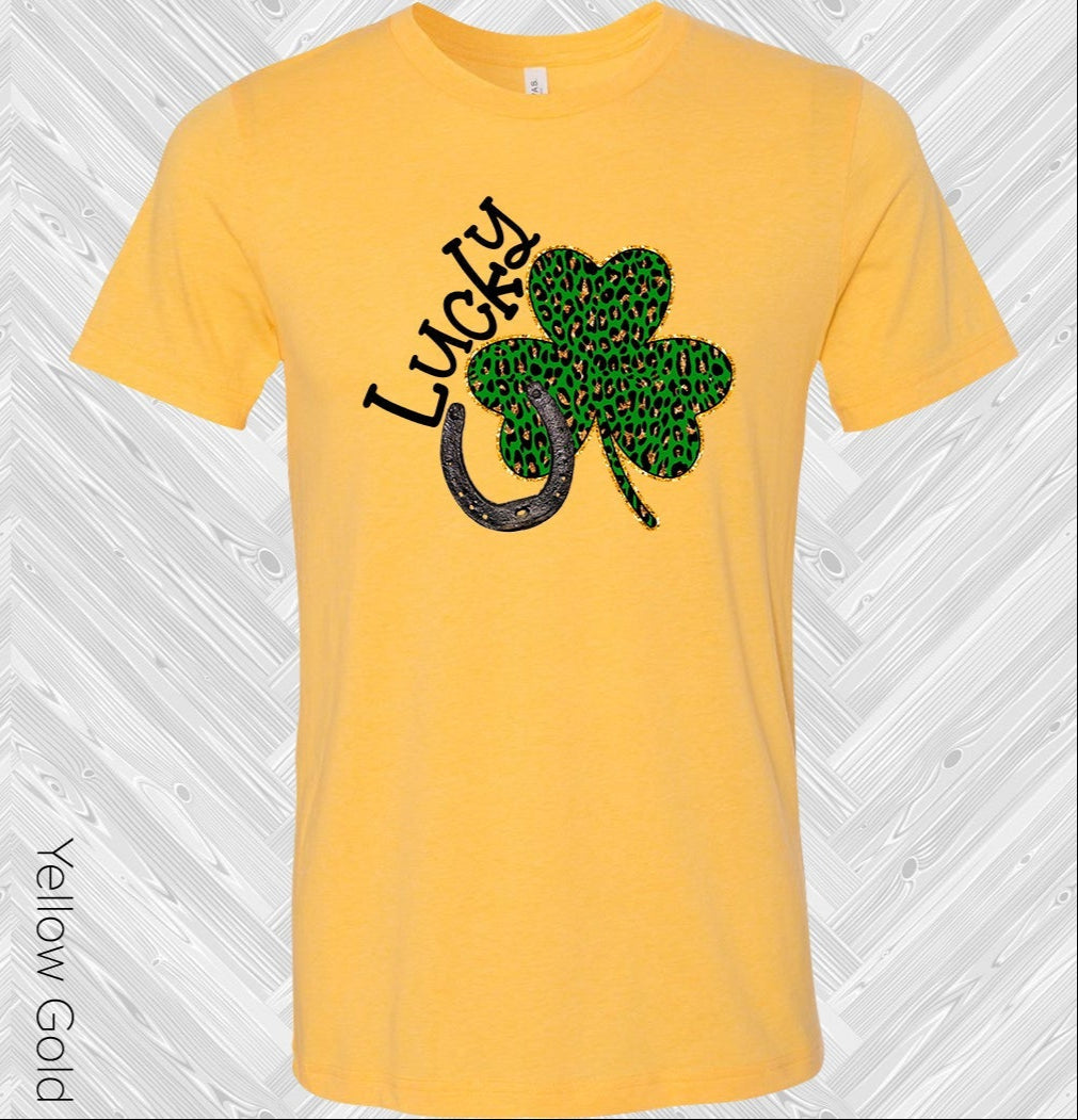 Lucky Leopard Shamrock Horseshoe St. Patricks Day Graphic Tee Graphic Tee