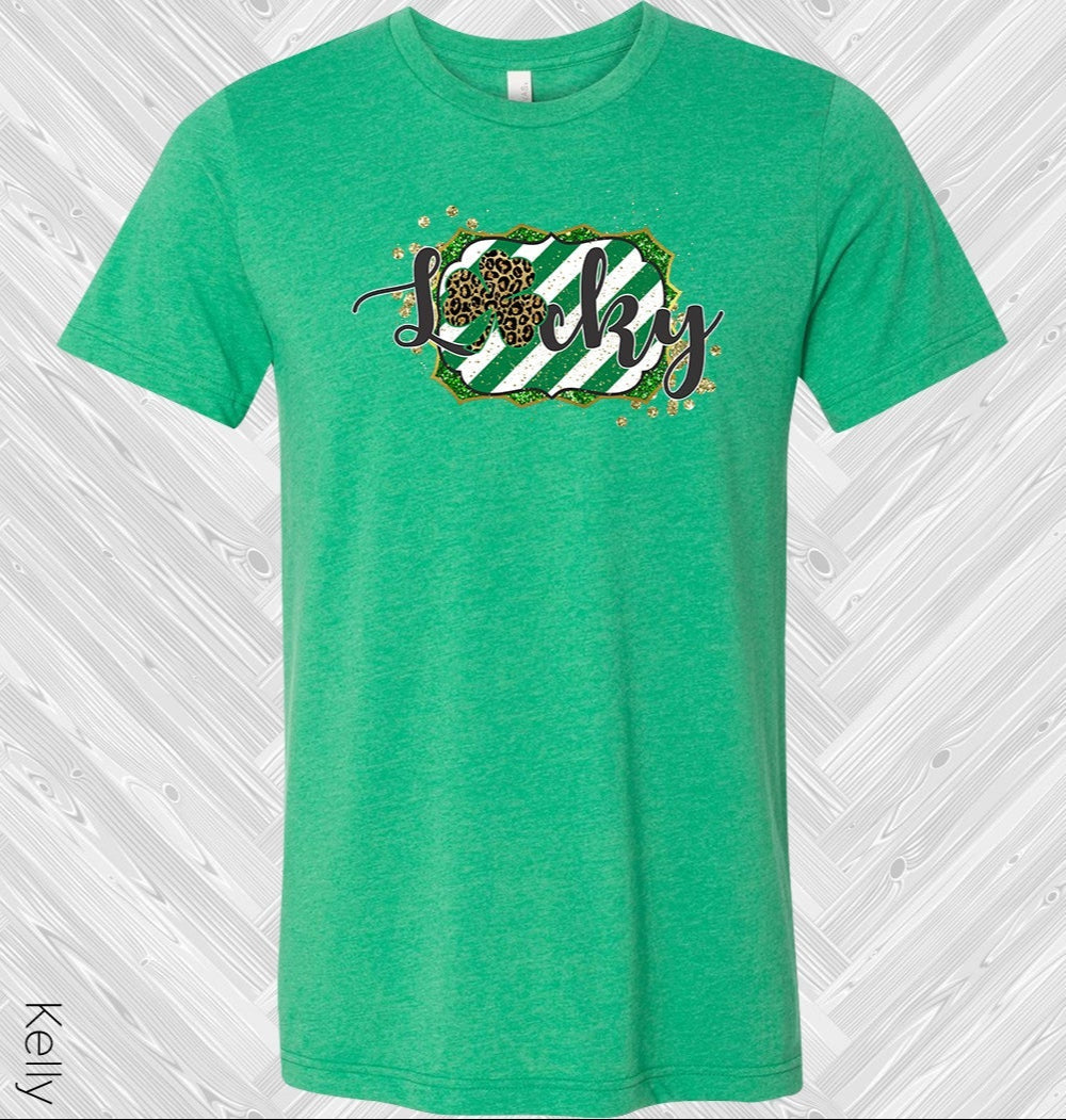 Lucky Leopard Shamrock Stripes St. Patricks Day Graphic Tee Graphic Tee