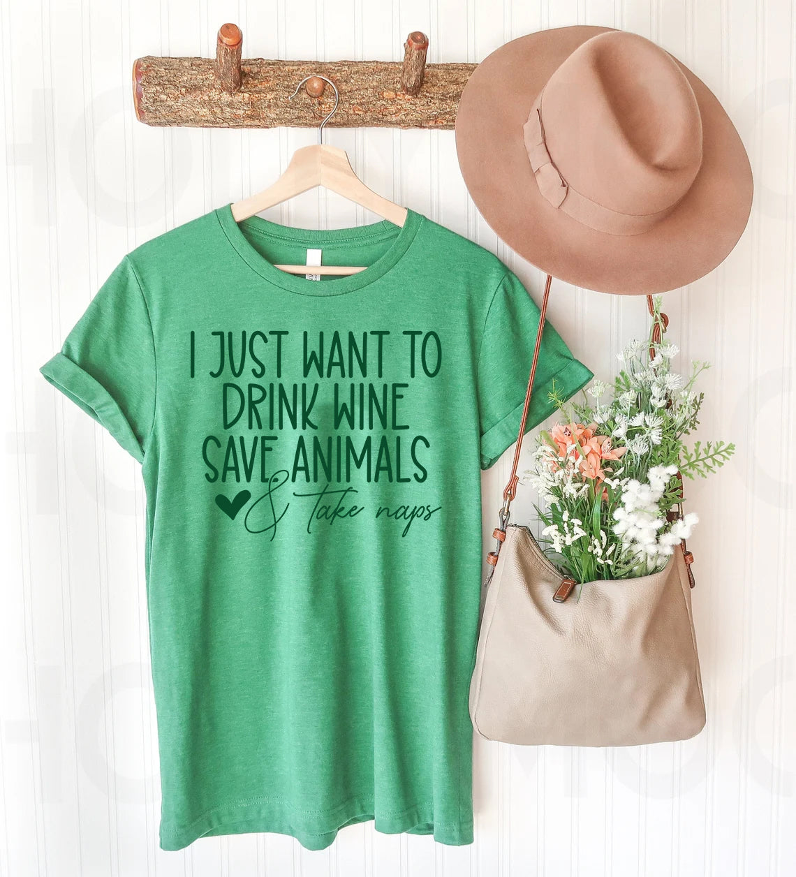 I Just Want to Drink Wine Save Animals & Take Naps Graphic Tee