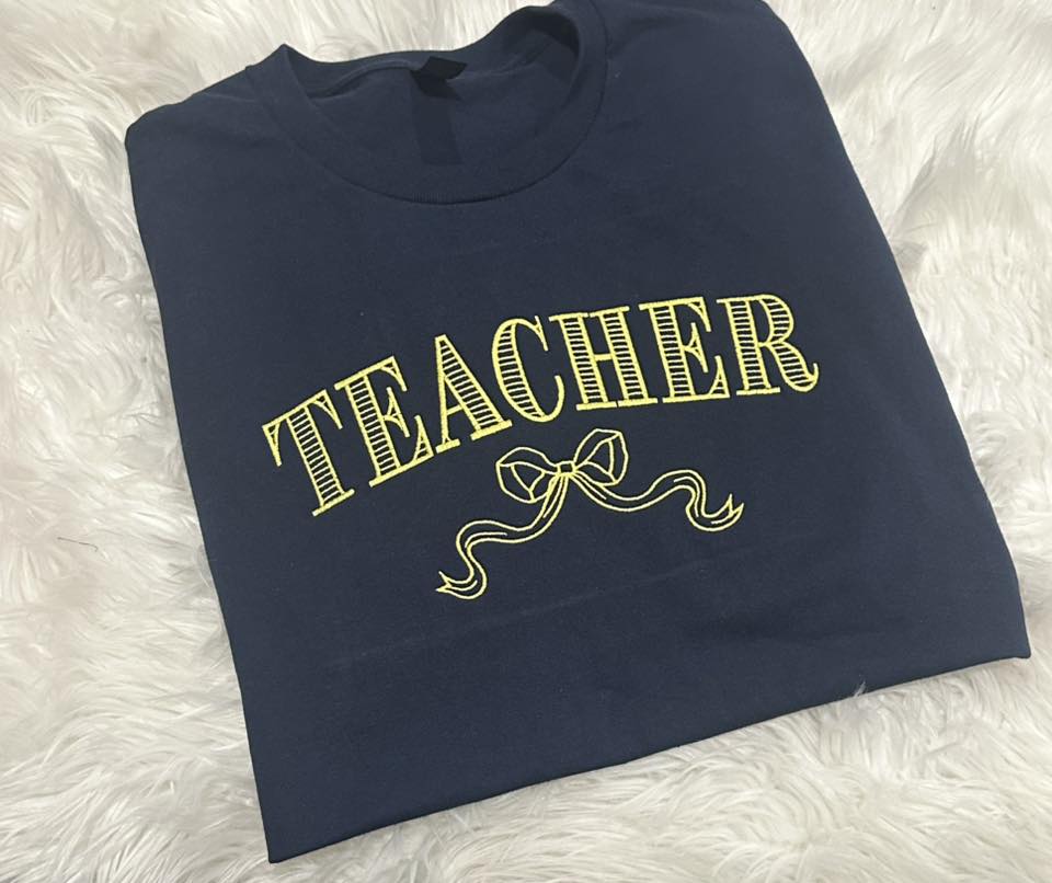 Teacher Bow Embroidered Shirt