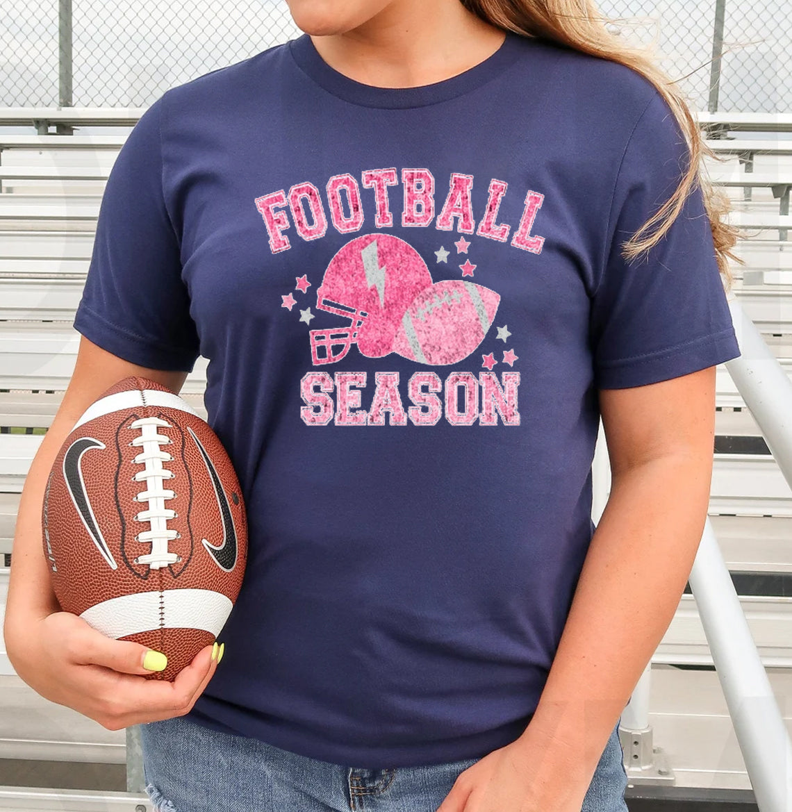 Football Season Faux Glitter Graphic Tee