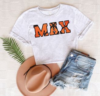 Faux Embroidery Basketball - Customize with Your Name Graphic Tee