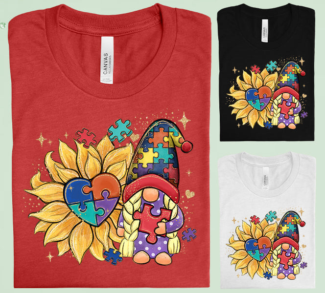 Autism Awareness Gnome Graphic Tee Graphic Tee