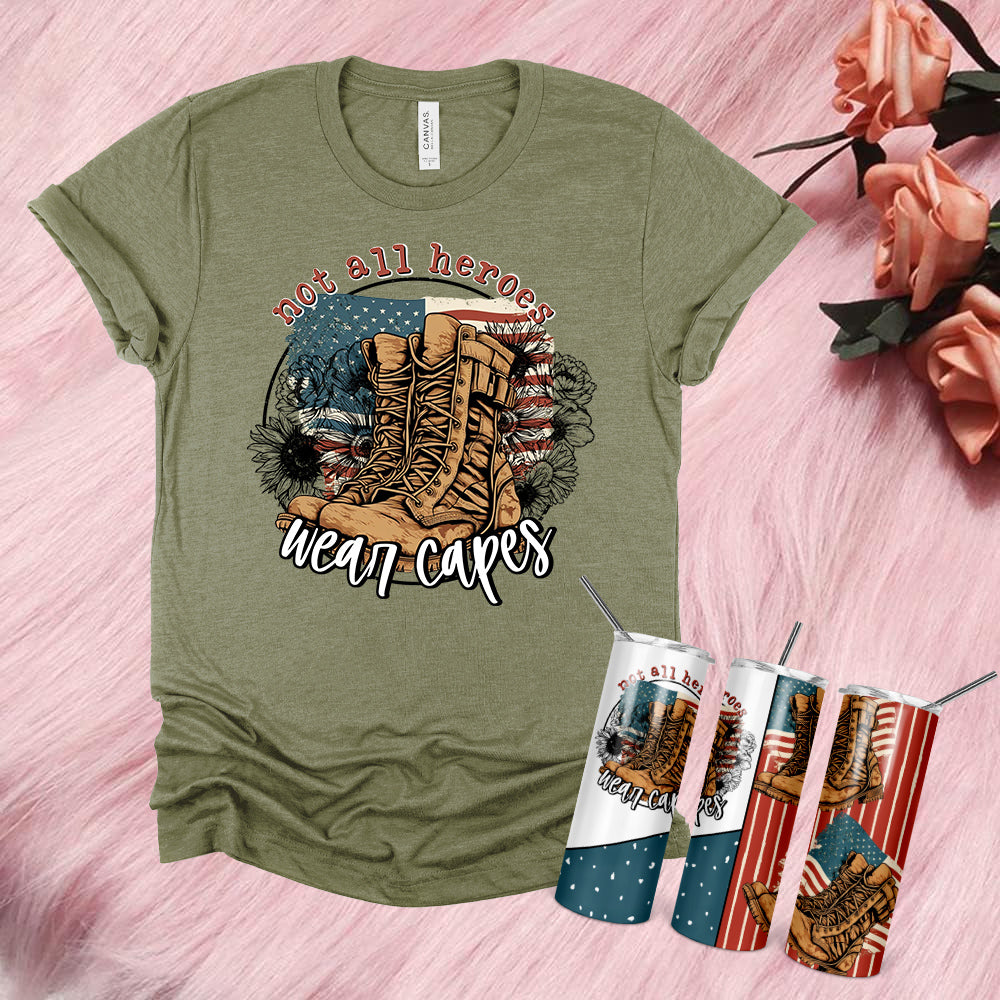 Not All Heroes Wear Capes (Military) 20 oz Skinny Tumbler