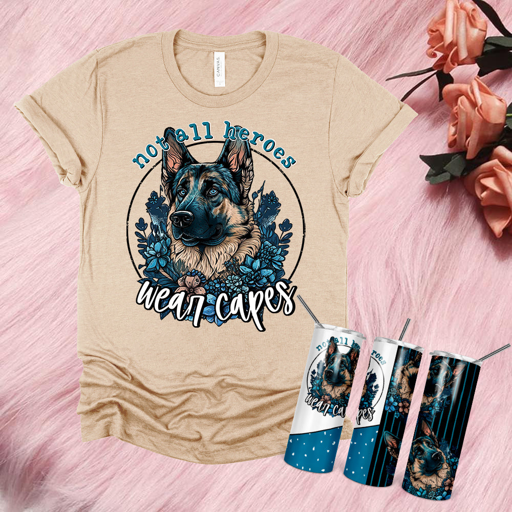 Not All Heroes Wear Capes (K9) 20 oz Skinny Tumbler