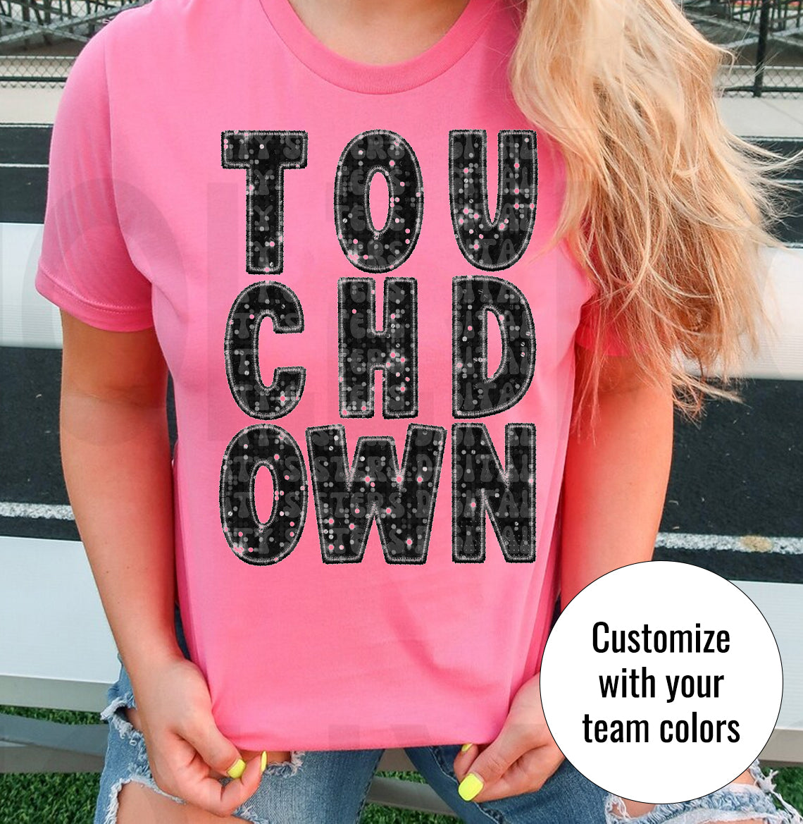 Touchdown Faux Glitter (Customize Team Colors) Graphic Tee