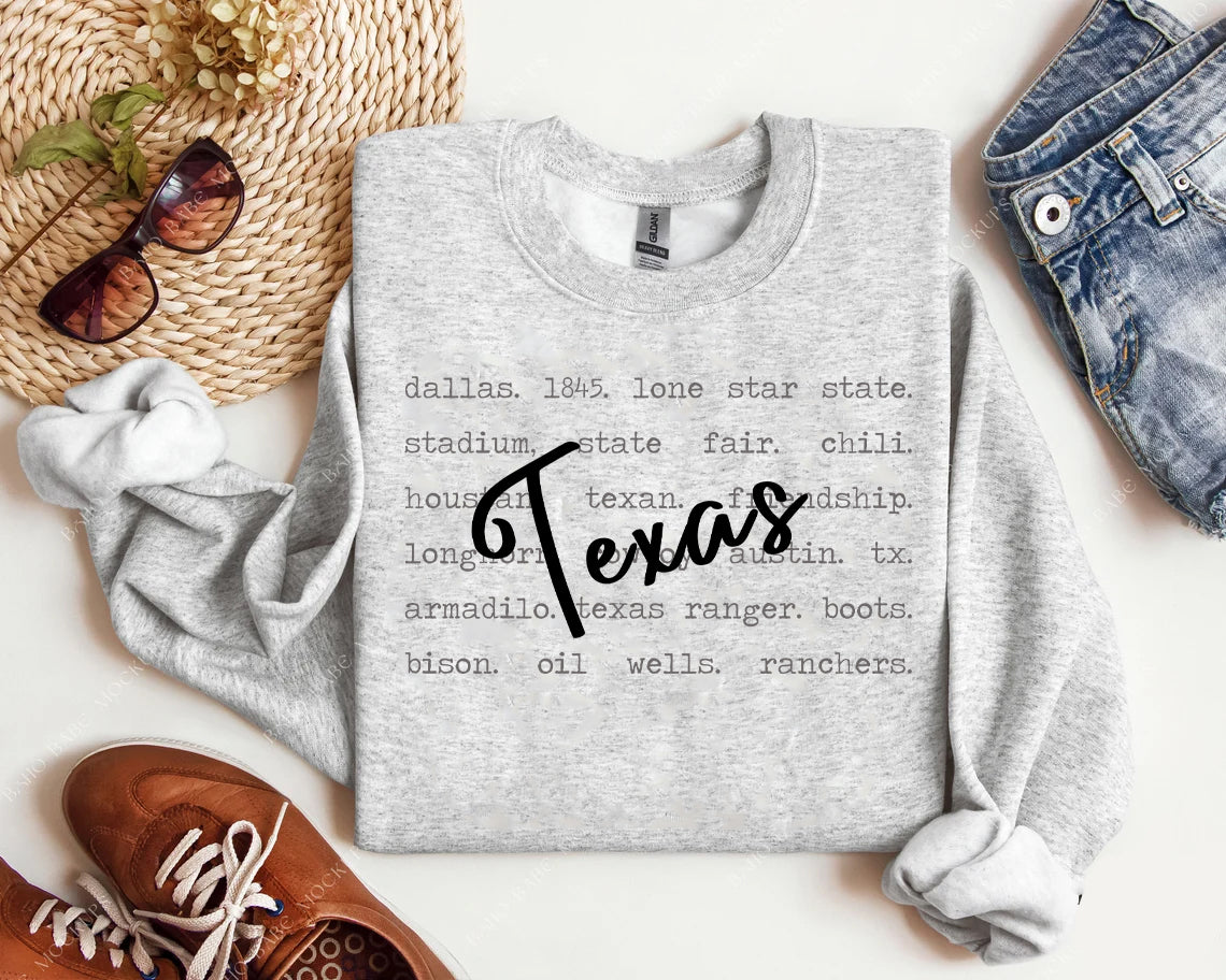 Texas (All States Available) Words Graphic Tee
