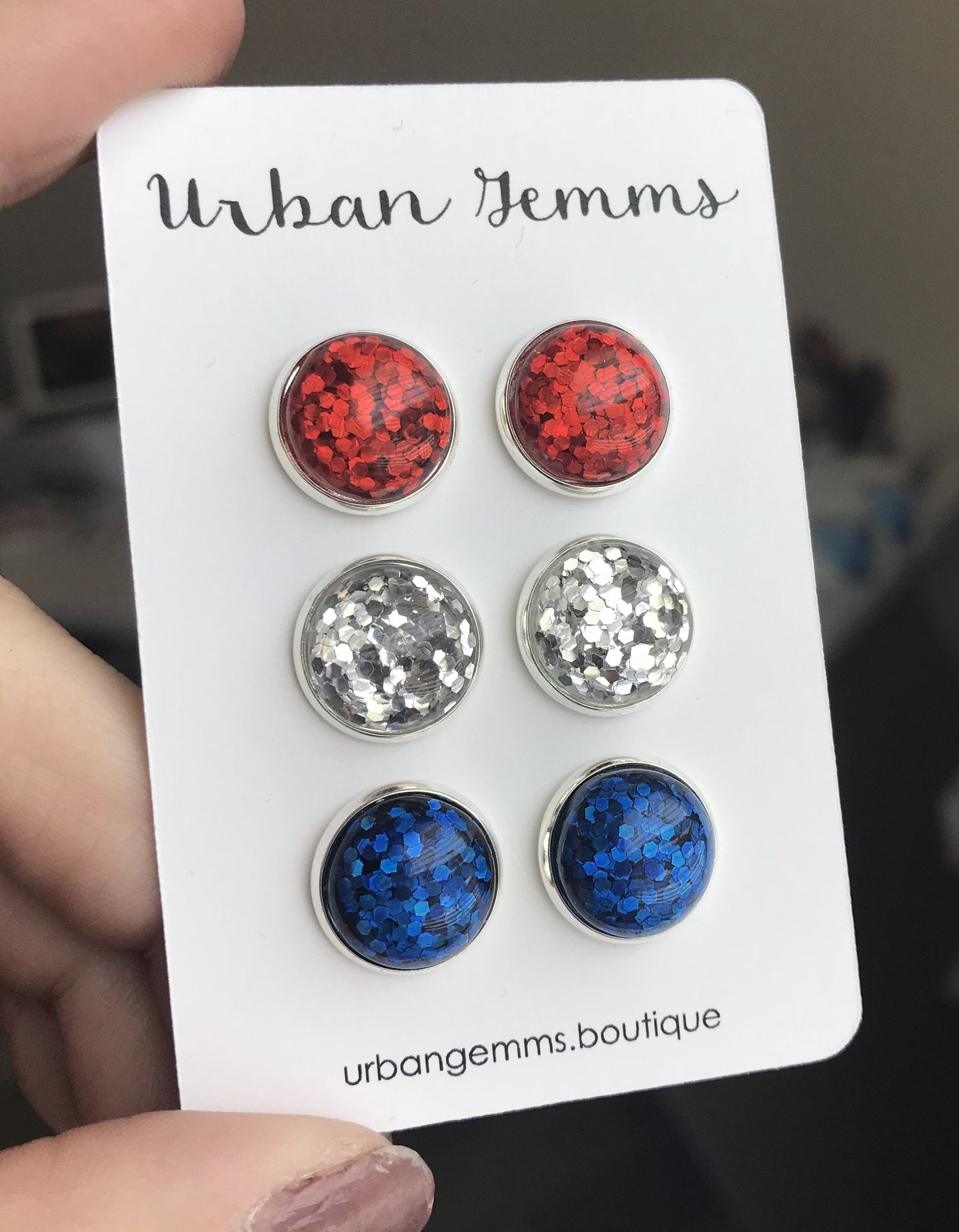 Druzy Set - Fourth Of July Earrings