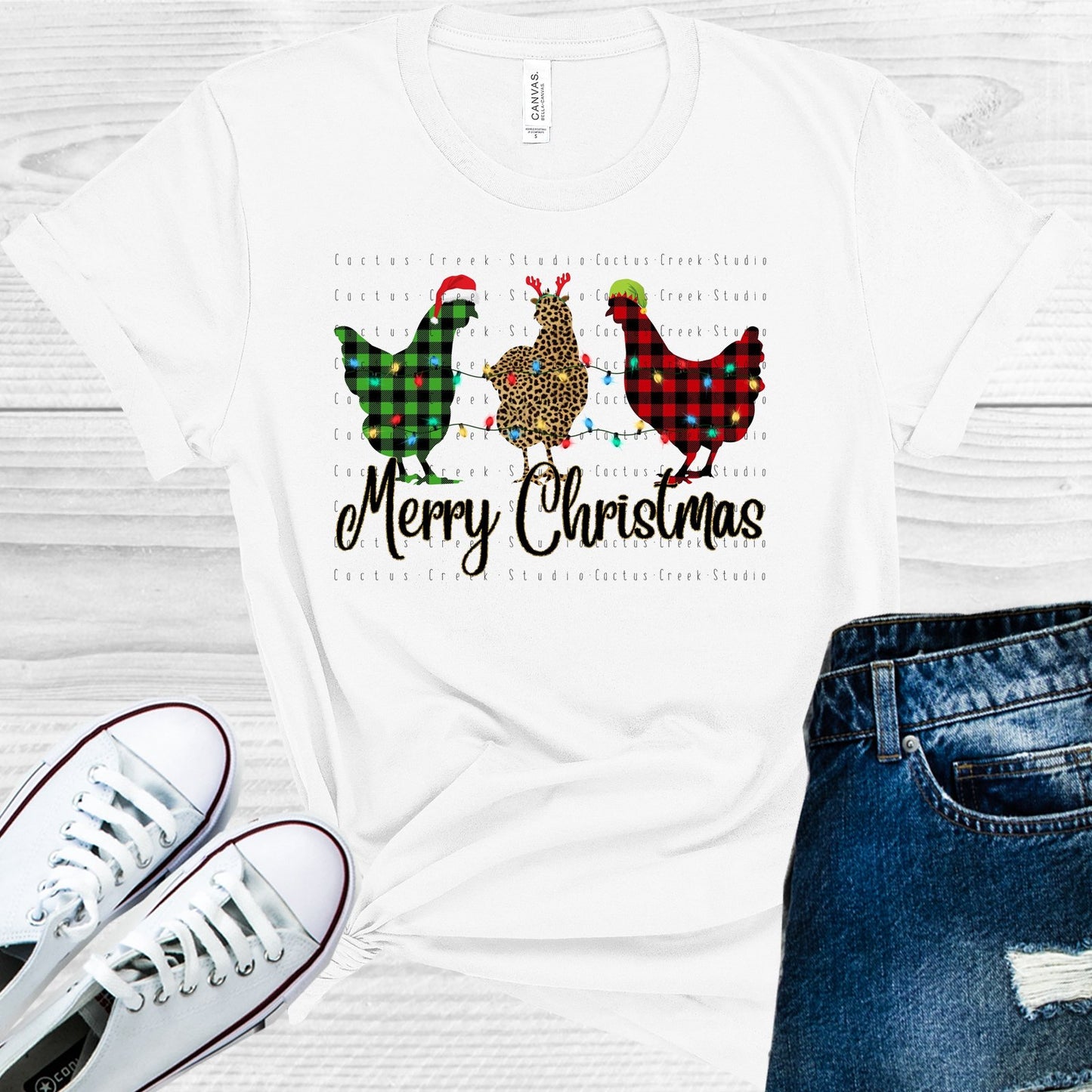 Merry Christmas Chickens Graphic Tee Graphic Tee