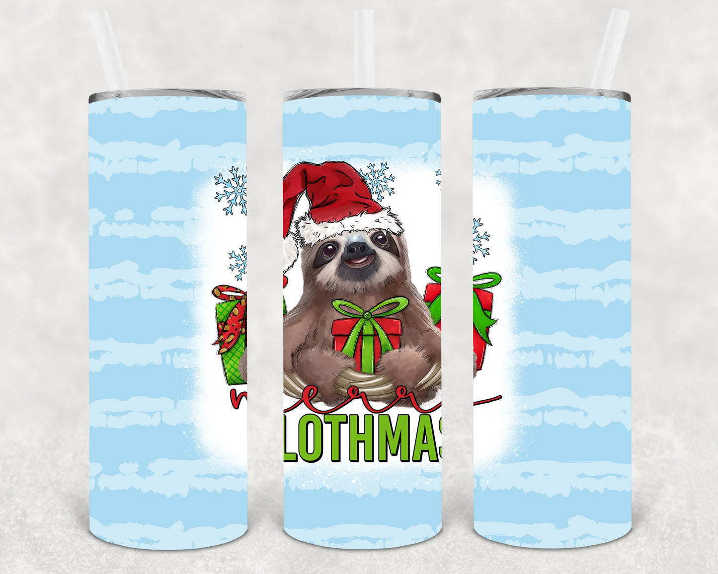 Merry Slothmas 20 Oz Skinny Tumbler
