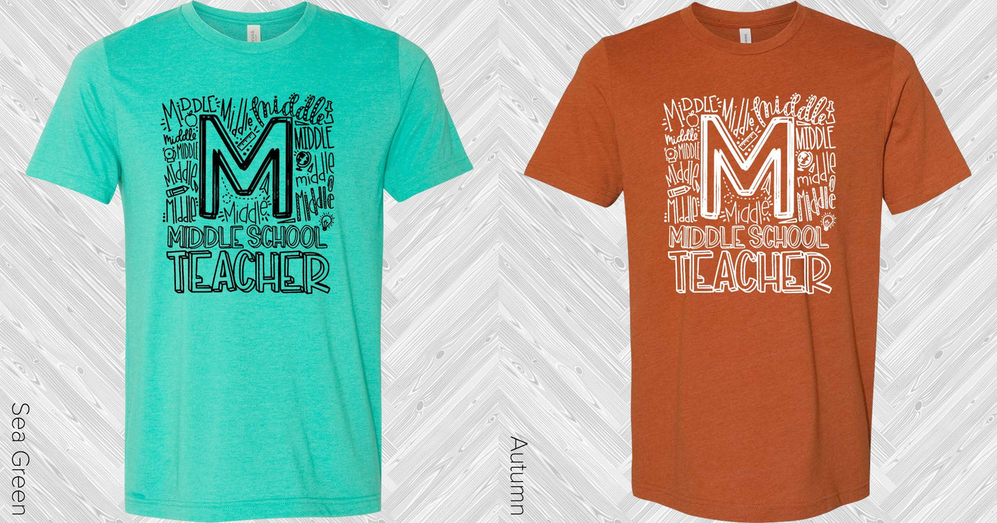 Middle School Teacher Subway Art Graphic Tee Graphic Tee
