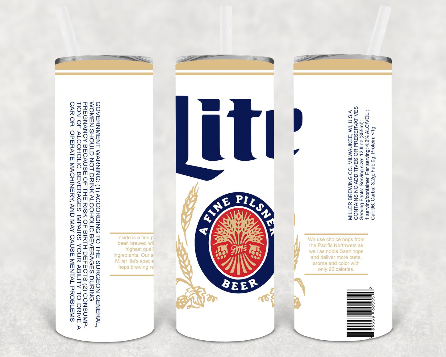 Miller Lite 20 Oz Skinny Tumbler