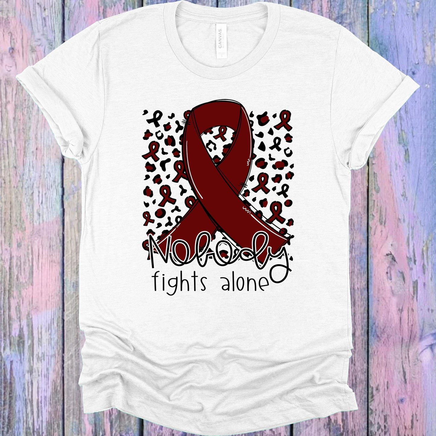Nobody Fights Alone Maroon Ribbon Graphic Tee Graphic Tee