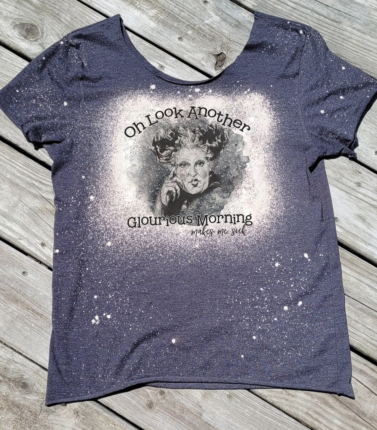 Oh Look Another Glorious Morning Bleached Off-Shoulder Graphic Tee Graphic Tee
