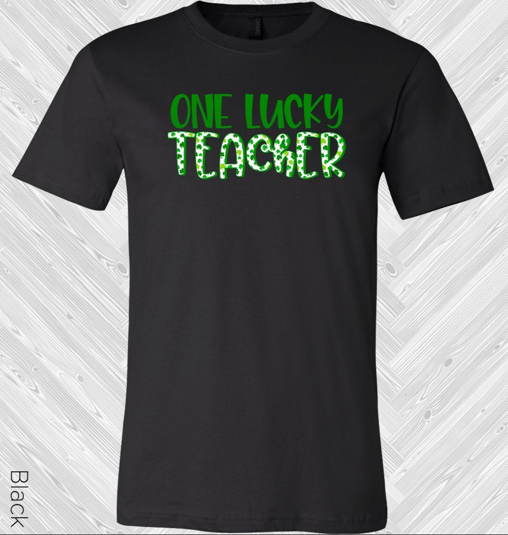 One Lucky Teacher Shamrock St. Patricks Day Graphic Tee Graphic Tee