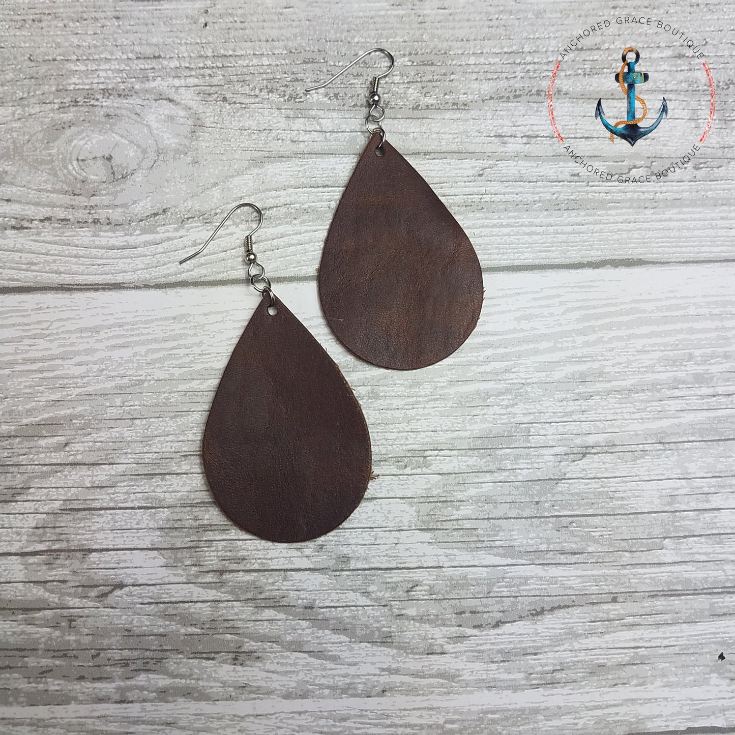 Aged Burgundy Leather Drop Earrings