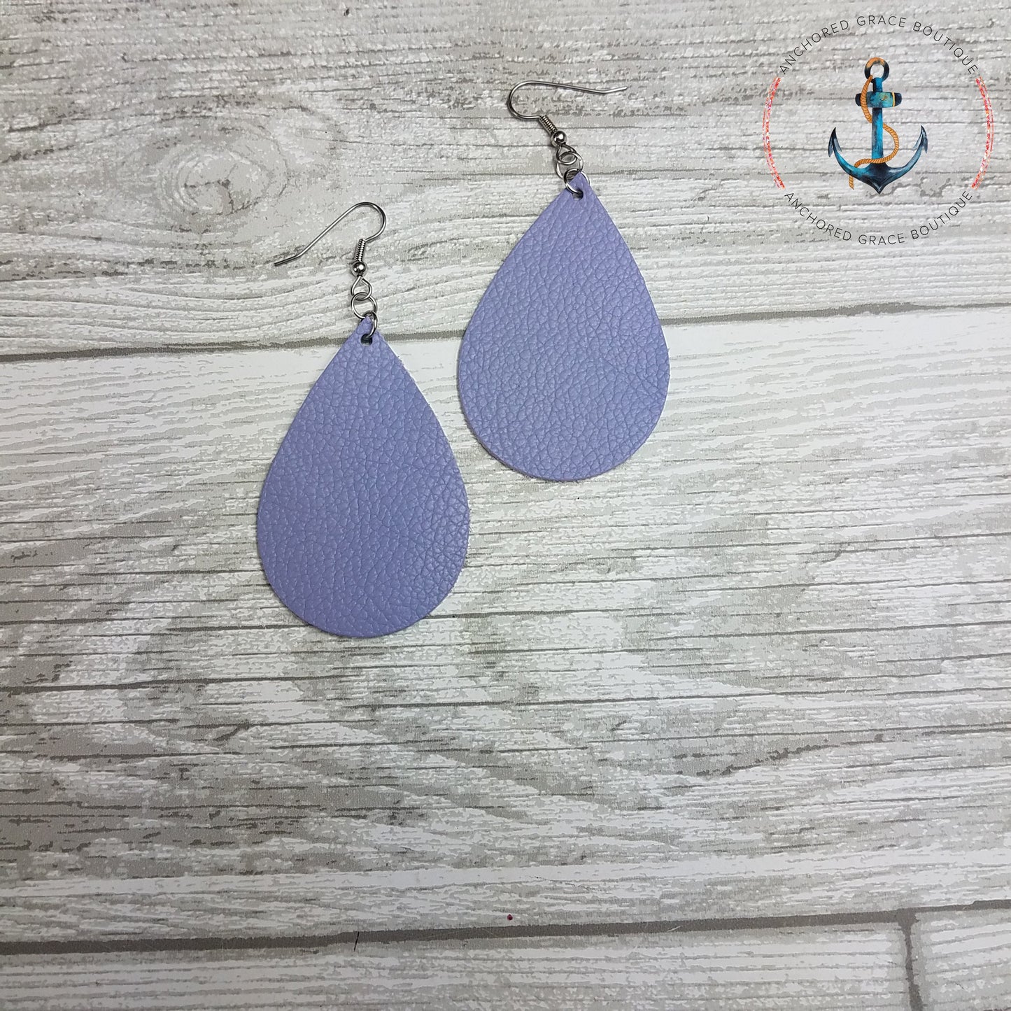 Lavender Leather Drop Earrings