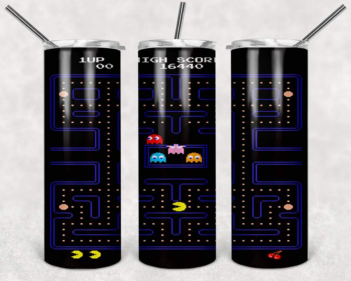Pacman 20 Oz Skinny Tumbler