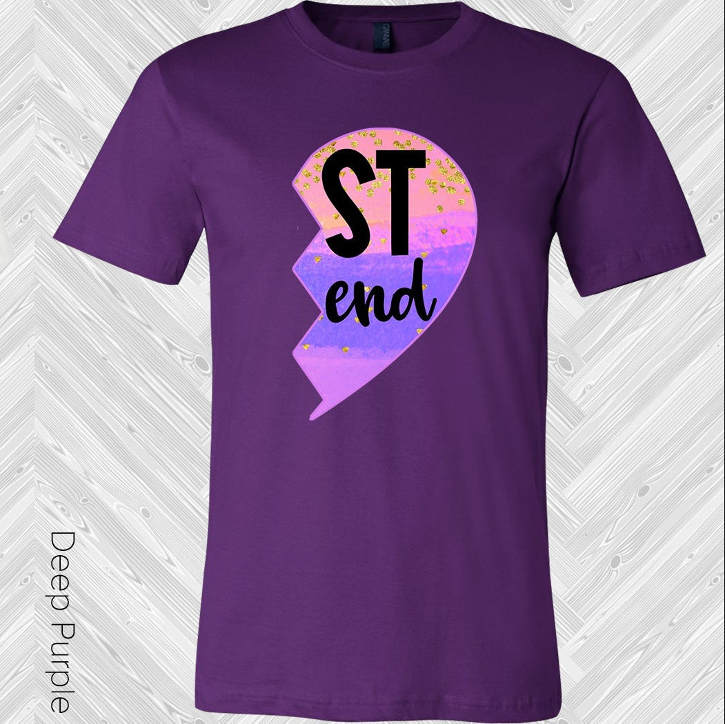Pastel Stripes Heart Best Friend (Right Shirt In Photo) Graphic Tee Graphic Tee