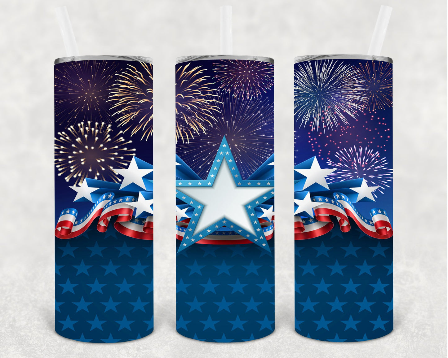 Patriotic Fireworks 20 Oz Skinny Tumbler
