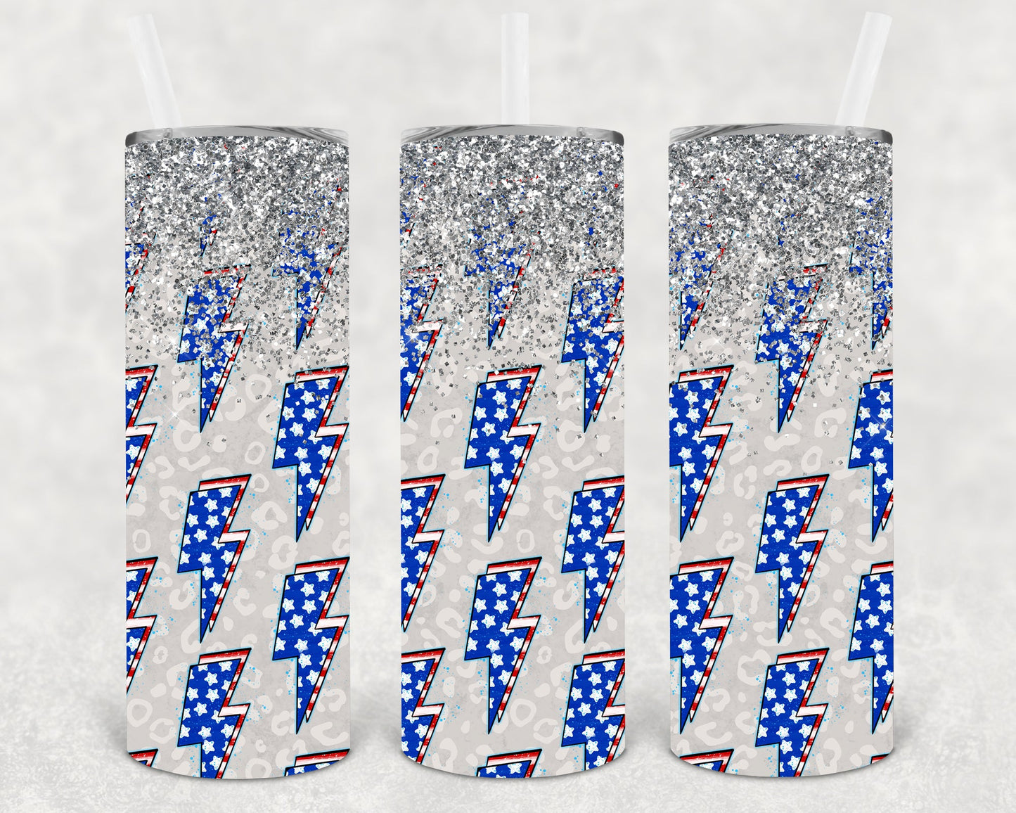 Patriotic Lightning Bolts 20 Oz Skinny Tumbler
