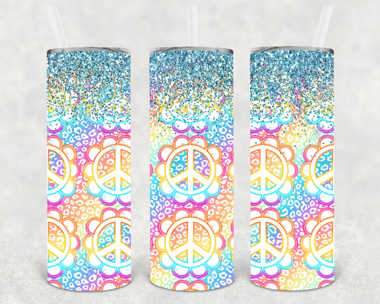 Peace Flowers 20 Oz Skinny Tumbler