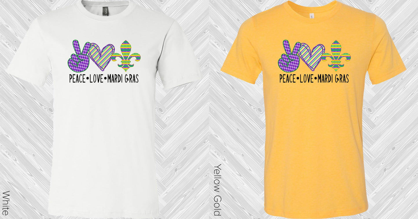 Peace Love Mardi Gras Graphic Tee Graphic Tee