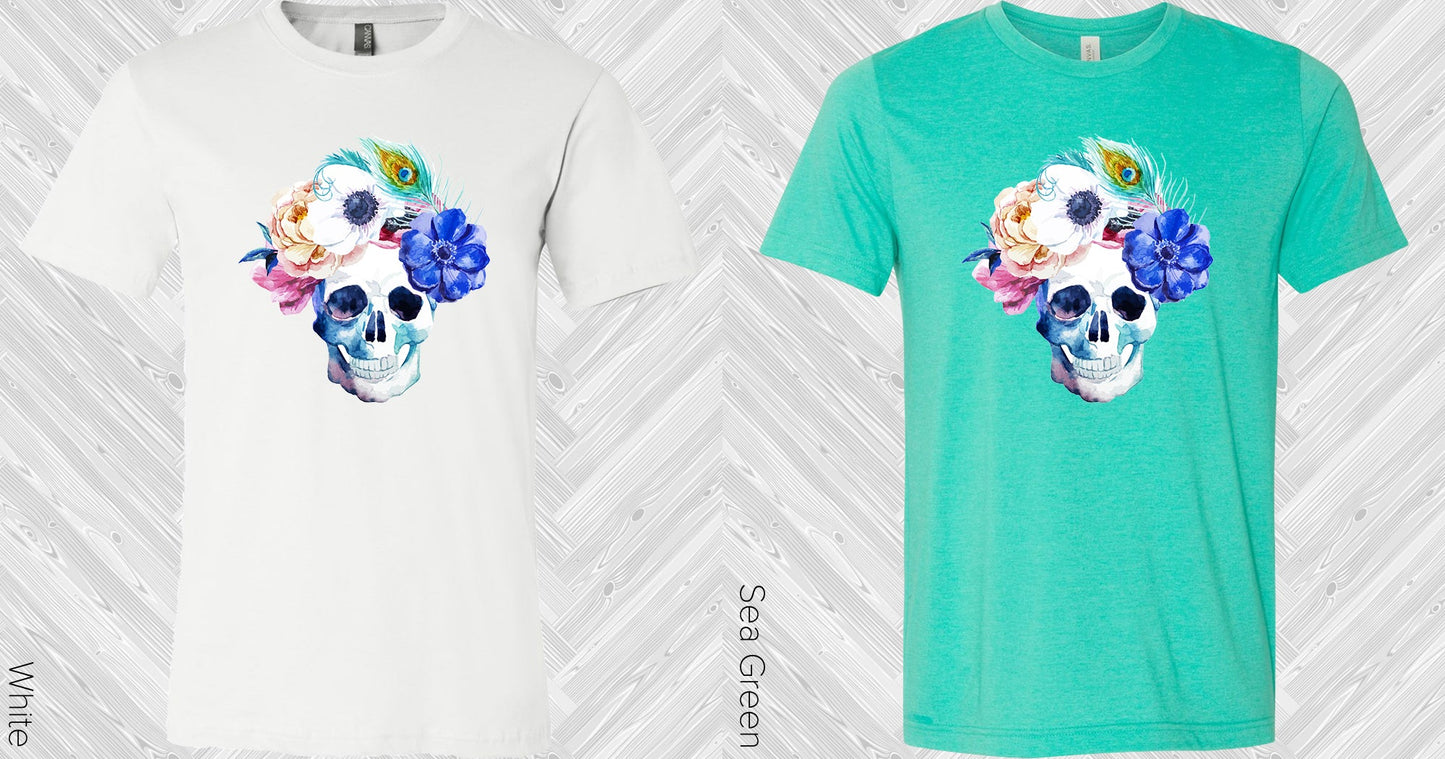 Peacock Skull Graphic Tee Graphic Tee
