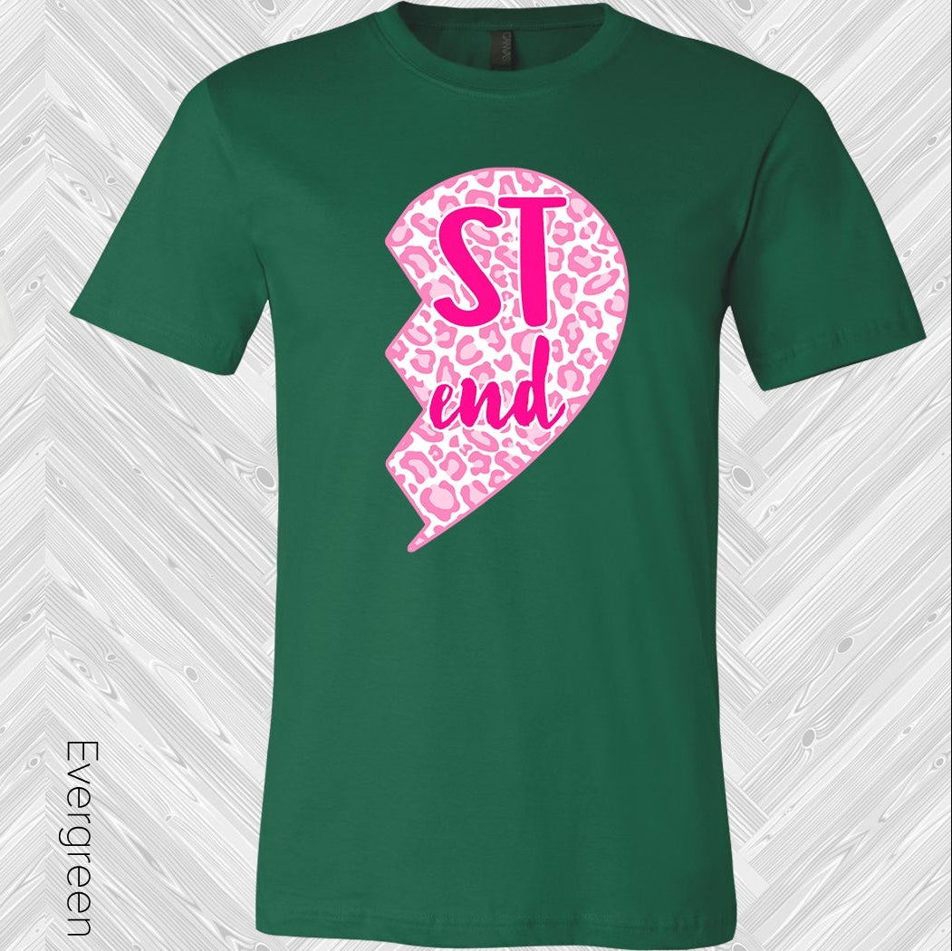 Pink Leopard Heart Best Friend (Right Shirt In Photo) Graphic Tee Graphic Tee