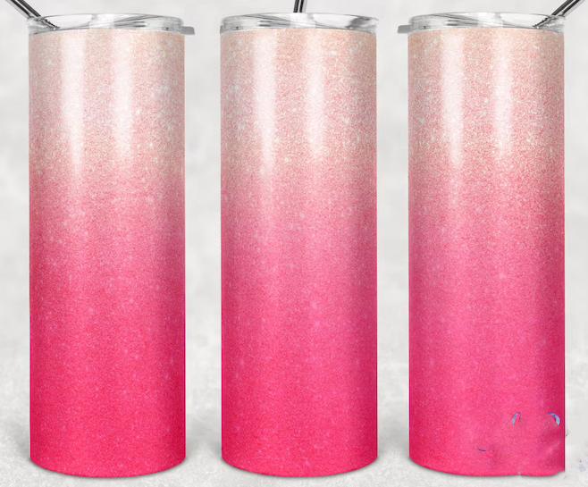 Pink Ombre Glitter 20 Oz Skinny Tumbler