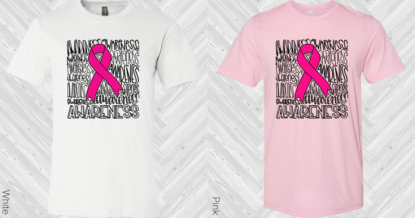 Pink Ribbon Awareness Subway Art Graphic Tee Graphic Tee