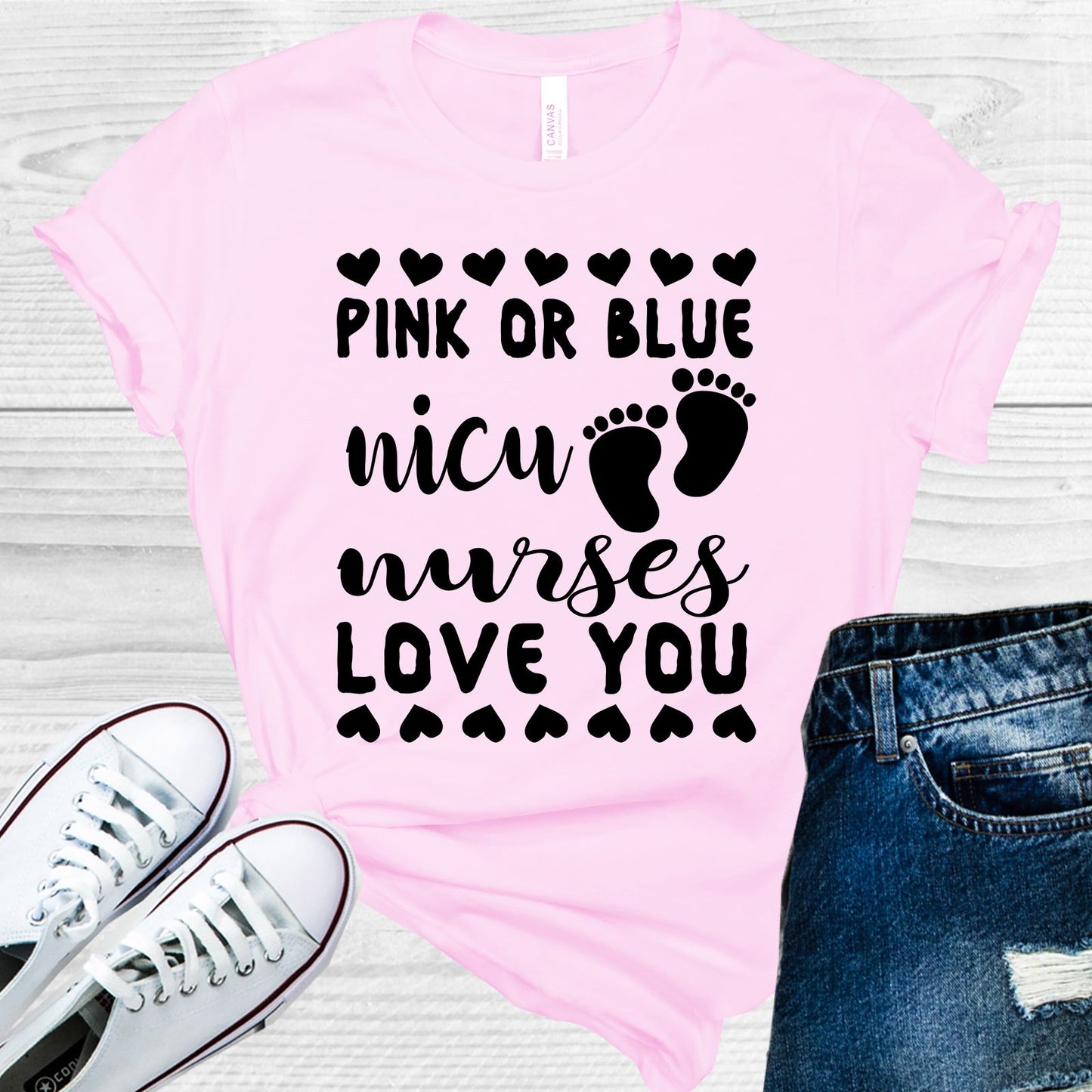 Pink Or Blue Nicu Nurses Love You Graphic Tee Graphic Tee