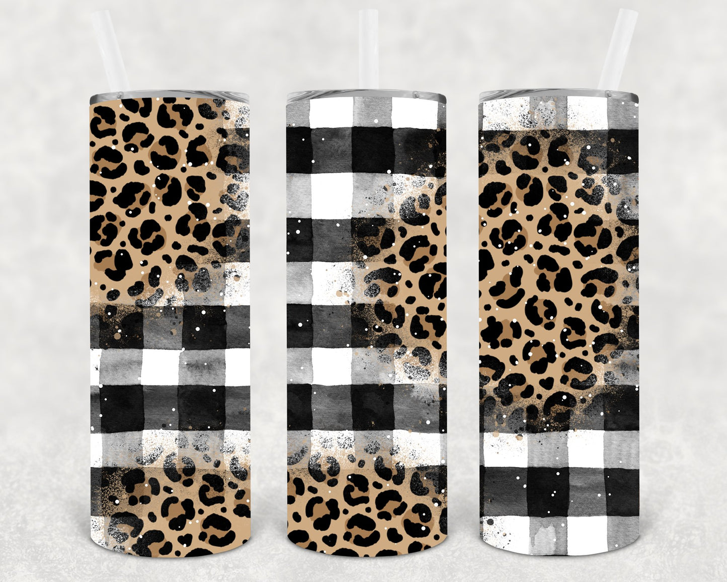 Plaid Leopard 20 Oz Skinny Tumbler